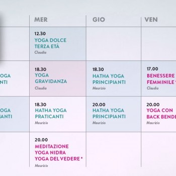 Calendario e nuovi corsi dal 2 ottobre